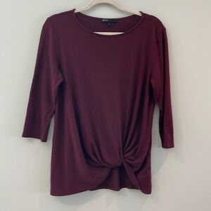 Women’s , half sleeve, sweater shirt, knotted in front. Gibson brand.